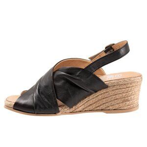 NEW BUENO Leather Jasmin Sling Back Wedge Sandals black for women 563mn